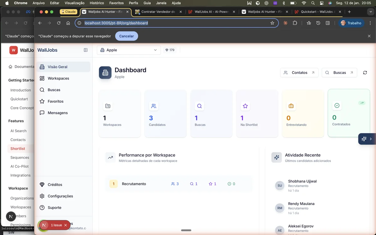 WallJobs AI Dashboard with candidate overview
